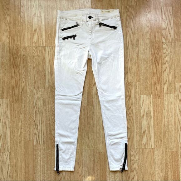 Rag & Bone Bright White Ankle Zip Skinny Jeans - Picture 3 of 14
